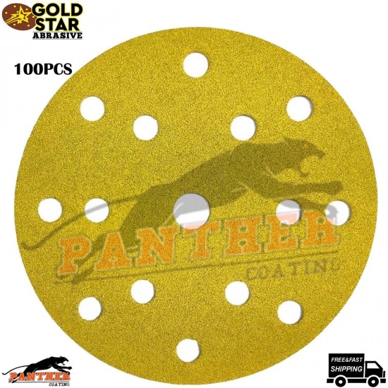 100x 150mm 6” DA Sanding Discs - 15 Hole 150mm 6” Abrasives - Hook & Loop