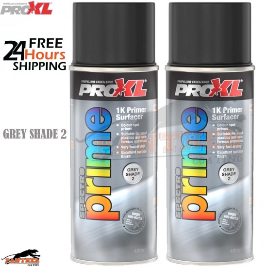 2x PROXL SPECTRO PRIME AEROSOL 400ML - GREY SHADE 2 - PRO XL SPOT ETCH