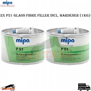 2X MIPA P51 Fibreglass Body Filler 1KG Green – Waterproof Car Putty + Hardener