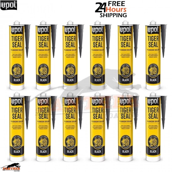 12x U-POL Tiger Seal Black 310ml – PU Adhesive & Sealant for Car Bodywork