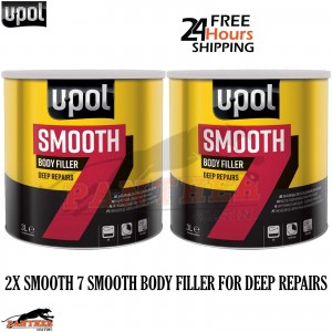 2x U-POL Smooth 7 Body Filler 3L – Includes BPO Hardener for Auto Repairs