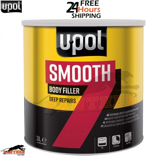 U-POL Smooth 7 Body Filler 3L – Includes BPO Hardener for Auto Repairs