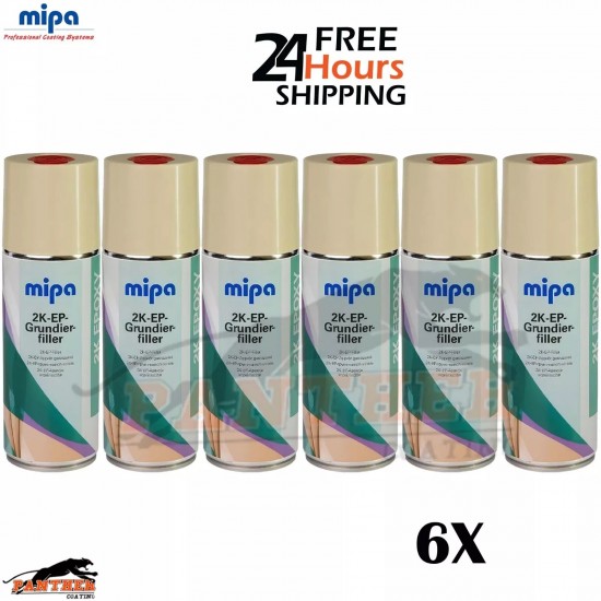 MIPA 2K EPOXY PRIMER FILLER Spray with Hardener (X6) 00ml Car Paint Aerosol