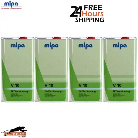 4 X MIPA 271150000 V10 FAST 2K THINNER REDUCER 5LTR - Next Day Free Delivery