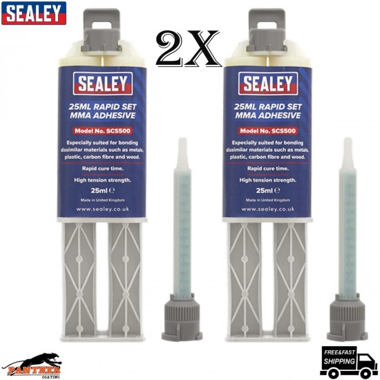 2x Sealey 25ml SCS500 MMA Adhesive – Fast Curing, High Tension Strength