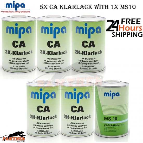 MIPA CA 6L Kit - 5x 1L Lacquer with MS10 Hardener - 2K Self-Etch DTM Clearcoat
