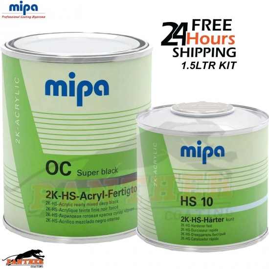 Mipa OC HS Ready Mixed Super Black 1L & 2K HS10 Hardener 500ML - High Quality