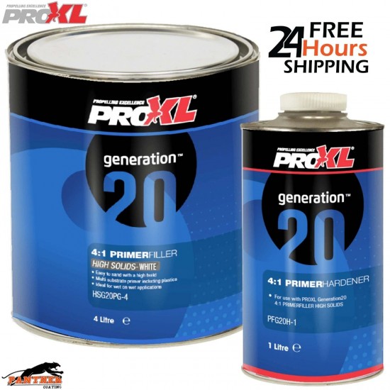 PROXL 2K 4:1 Filler Primer 5L – White with Hardener for Auto Refinishing Set