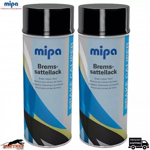 2x Mipa Brake Caliper Paint Spray 400ml - Black High-Temp Aerosol Coating