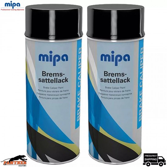 2x Mipa Brake Caliper Paint Spray 400ml - Black High-Temp Aerosol Coating