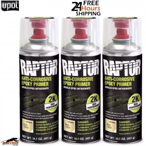 3X U-POL Raptor 2K Anti-Corrosive Epoxy Primer Beige Aerosol 400ml