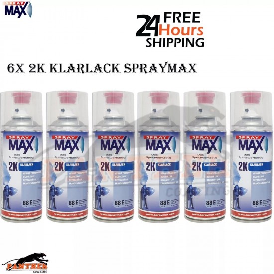 Spray Max 680061 2K Gloss Clear Coat Aerosol 400ml - Pack of 6 Automotive Spray