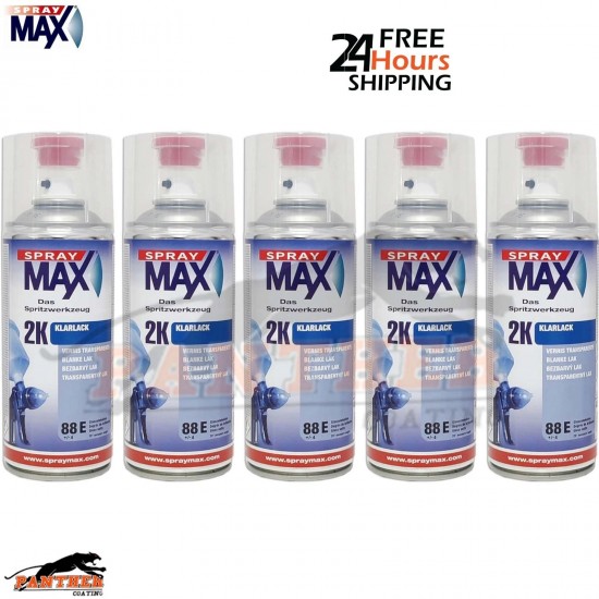 Spray Max 680061 2K Gloss Clear Coat Aerosol 400ml - Pack of 5 Automotive Spray