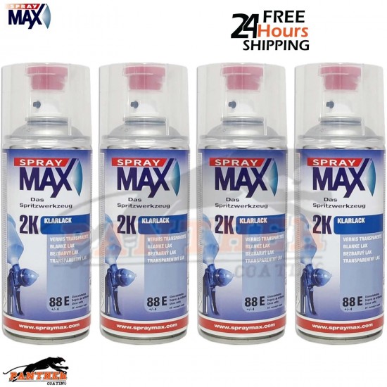Spray Max 680061 2K Gloss Clear Coat Aerosol 400ml - Pack of 4 Automotive Spray