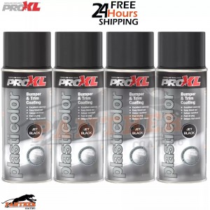 4x PROXL Bumper Trim Paint 400ML Spray Jet Black PC5JB Plasticolor