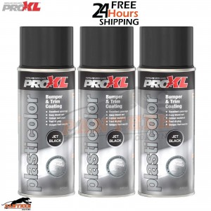 3x PROXL Bumper Trim Paint 400ML Spray Jet Black PC5JB Plasticolor