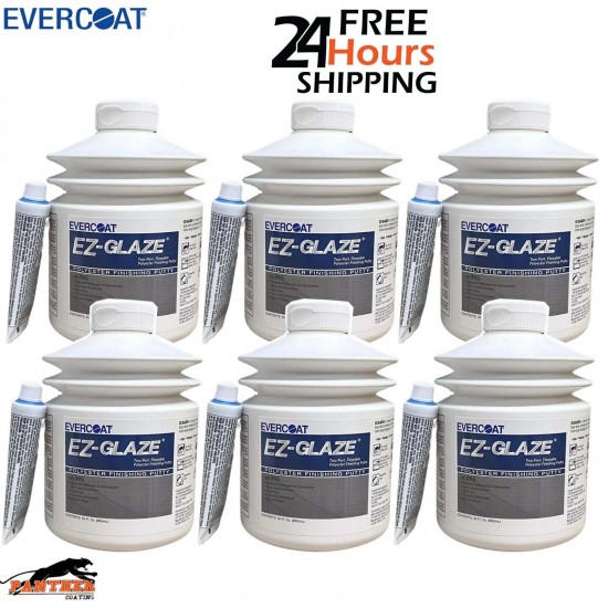 6X EVERCOAT 101395 EZ-GLAZE FINE FINISHING PUTTY 880ML - WITH BPO HARDENER