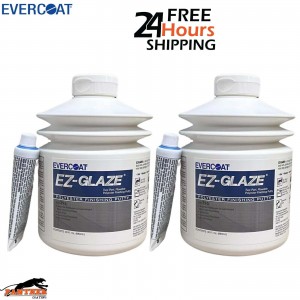 2x EVERCOAT 101395 EZ-GLAZE FINE FINISHING PUTTY 880ML - WITH BPO HARDENER