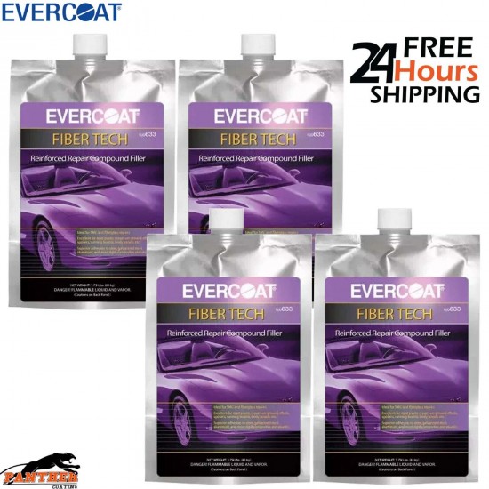 4x EVERCOAT FIBER TECH REINFORCED REPAIR COMPOUND FILLER 709ML INC HARDENER