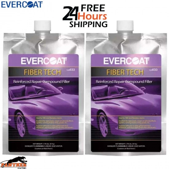 2x EVERCOAT FIBER TECH REINFORCED REPAIR COMPOUND FILLER 709ML INC HARDENER