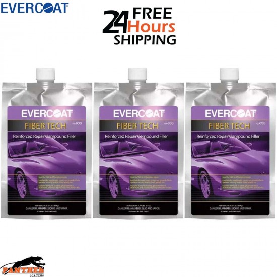 3x EVERCOAT FIBER TECH REINFORCED REPAIR COMPOUND FILLER 709ML INC HARDENER