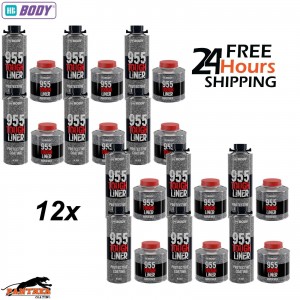 12x HB BODY 955 TOUGH BED LINER COATING 6 BOTTLE KIT WITH HARDENER - BLACK