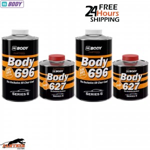 2x HB BODY 696 AIR DRY CLEAR HS SR 2:1 CLEARCOAT WITH 627 FAST HARDENER 1.5L KIT