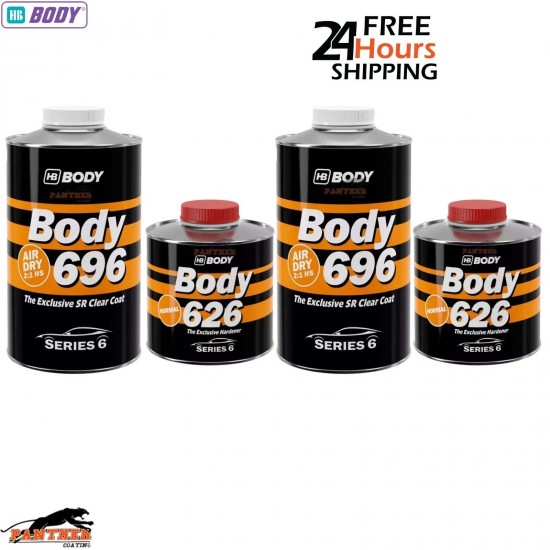 2x HB BODY 696 AIR DRY CLEAR HS 2:1 CLEARCOAT WITH 626 NORMAL HARDENER -1.5L KIT