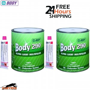 2 X HB BODY 290 Ultra Light Multi Body Filler 3L Easy Sand With BPO Hardener