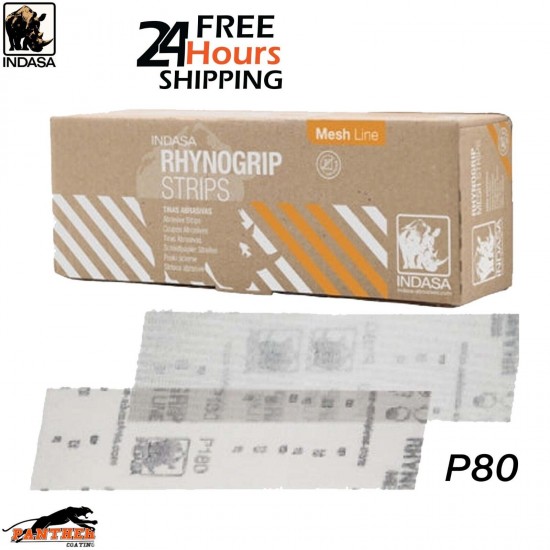 INDASA 612132 RHYNOGRIP MESH LINE SANDING STRIPS 70MM X 198MM PACK OF 50 - P80