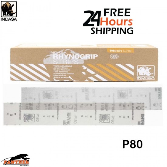 INDASA 612170 RHYNOGRIP MESH LINE SANDING STRIPS 70MM X 420MM PACK OF 50 - P80