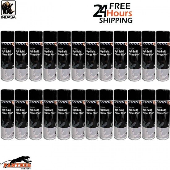 24X INDASA HIGH BUILD PRIMER+ AEROSOL BLACK SPRAY PAINT 500ML