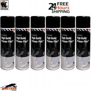 6X INDASA HIGH BUILD PRIMER+ AEROSOL BLACK SPRAY PAINT 500ML