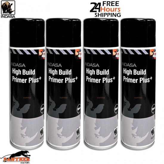 4X INDASA HIGH BUILD PRIMER+ AEROSOL BLACK SPRAY PAINT 500ML