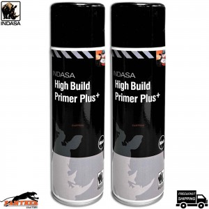 2X INDASA HIGH BUILD PRIMER+ AEROSOL BLACK SPRAY PAINT 500ML