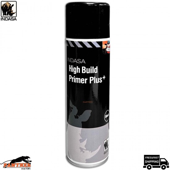 1X INDASA HIGH BUILD PRIMER+ AEROSOL BLACK SPRAY PAINT 500ML