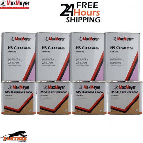 4x Max Meyer HS Clear Coat 2k Lacquer 0200 + MS Hardener 8000 4X 7.5 Litre kit