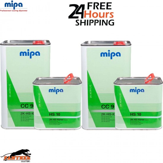 2X MIPA CC9 HS KLARLACK CLEARCOAT LACQUER WITH HS10 FAST HARDENER - 7.5LTR KIT