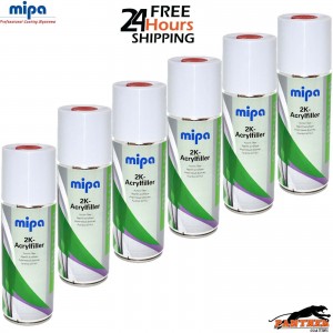6X MIPA 2K Acrylfiller Spray GREY 2K Primer Filler 400ml Aerosol Inc Hardener