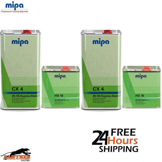 2X MIPA CX4 EXPRESS KLARLACK CLEARCOAT LACQUER & HS10 FAST HARDENER - 7.5LTR KIT