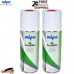 2X MIPA 2K Acrylfiller Spray GREY 2K Primer Filler 400ml Aerosol Inc Hardener