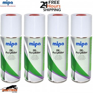 4X MIPA 2K Acrylfiller Spray GREY 2K Primer Filler 400ml Aerosol Inc Hardener