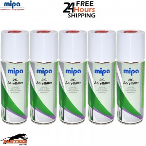 5X MIPA 2K Acrylfiller Spray GREY 2K Primer Filler 400ml Aerosol Inc Hardener