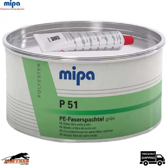 MIPA P51 FIBRE GLASS FILLER GREEN PUTTY WITH HARDENER 1.8KG