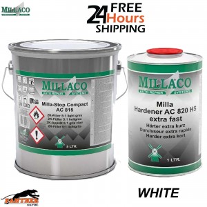 MILLACO BY MIPA 2k 5:1 HIGH BUILD HS FILLER PRIMER EXTRA FAST 6L KIT (WHITE)