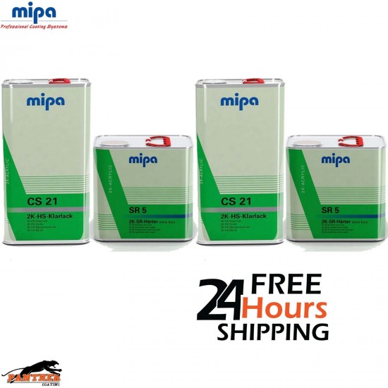 2X MIPA CS21 2K HS ACRYLIC CLEAR COAT/ LACQUER + SR5 EXTRA FAST HARDENER 15L KIT
