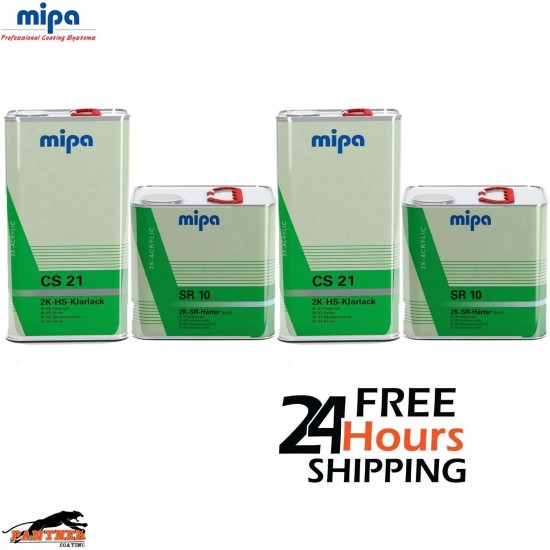 2X MIPA CS21 2K HS ACRYLIC CLEAR COAT/ LACQUER + SR10 FAST HARDENER 15L KIT