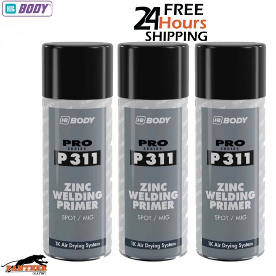 3 X HB BODY P311 ZINC WELD THROUGH PRIMER AEROSOL 400ML - BLACK