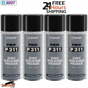 4 X HB BODY P311 ZINC WELD THROUGH PRIMER AEROSOL 400ML - BLACK