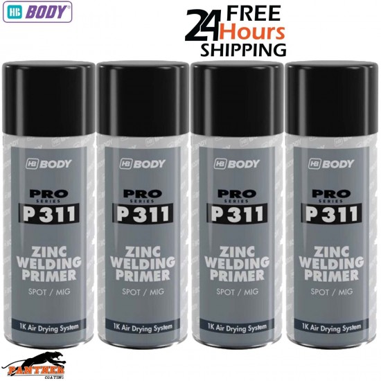 4 X HB BODY P311 ZINC WELD THROUGH PRIMER AEROSOL 400ML - BLACK